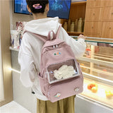 Teenage Girl Oxford Backpack Student Large Capacity Transparent Backpack