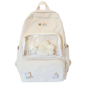 Teenage Girl Oxford Backpack Student Large Capacity Transparent Backpack