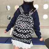 Teen Girls School Backpack Large Capacity Laptop Bag Plaid Daypack