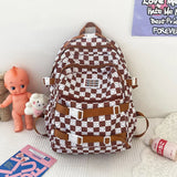 Teen Girls School Backpack Large Capacity Laptop Bag Plaid Daypack