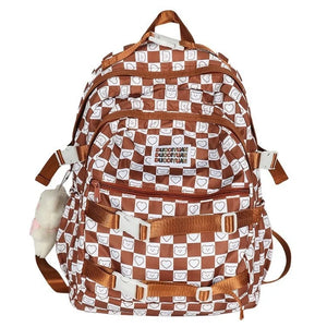 Teen Girls School Backpack Large Capacity Laptop Bag Plaid Daypack