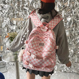Teen Girls School Backpack Large Capacity Laptop Bag Plaid Daypack