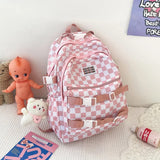 Teen Girls School Backpack Large Capacity Laptop Bag Plaid Daypack