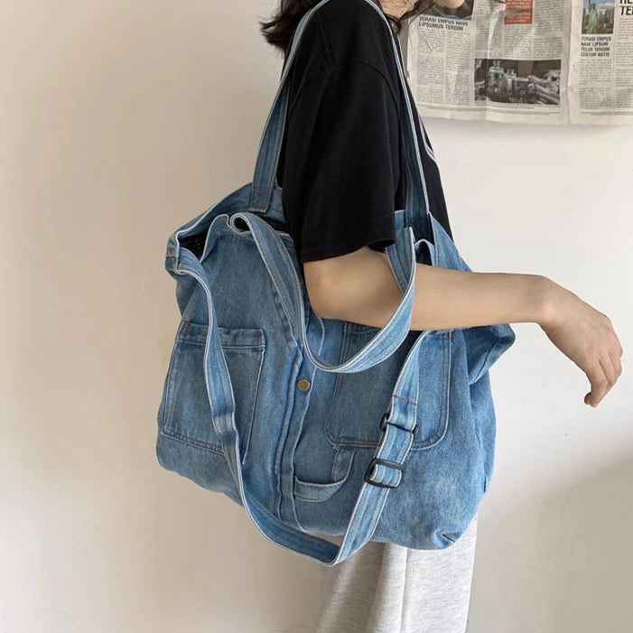 90s Y2K Grunge Denim Big Capacity Handbag
