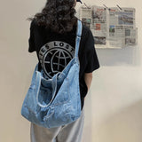 90s Y2K Grunge Denim Big Capacity Handbag