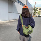 Y2K Grunge Fabric Canvas Sling Bag for Teens