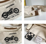 Y2K Grunge Fabric Canvas Sling Bag for Teens