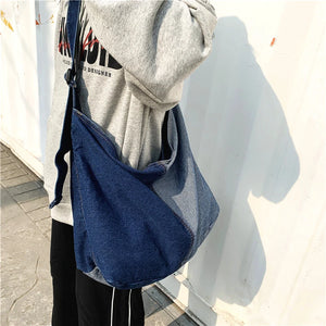 Teen Denim Hobo Handbag Soft Hip Hop Slouch Shoulder Bag