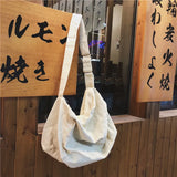 Teenager Ecology Cotton Fabric Side Sling Slouch Bag Youth School Shoulder Bag