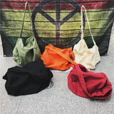 Teenager Ecology Cotton Fabric Side Sling Slouch Bag Youth School Shoulder Bag