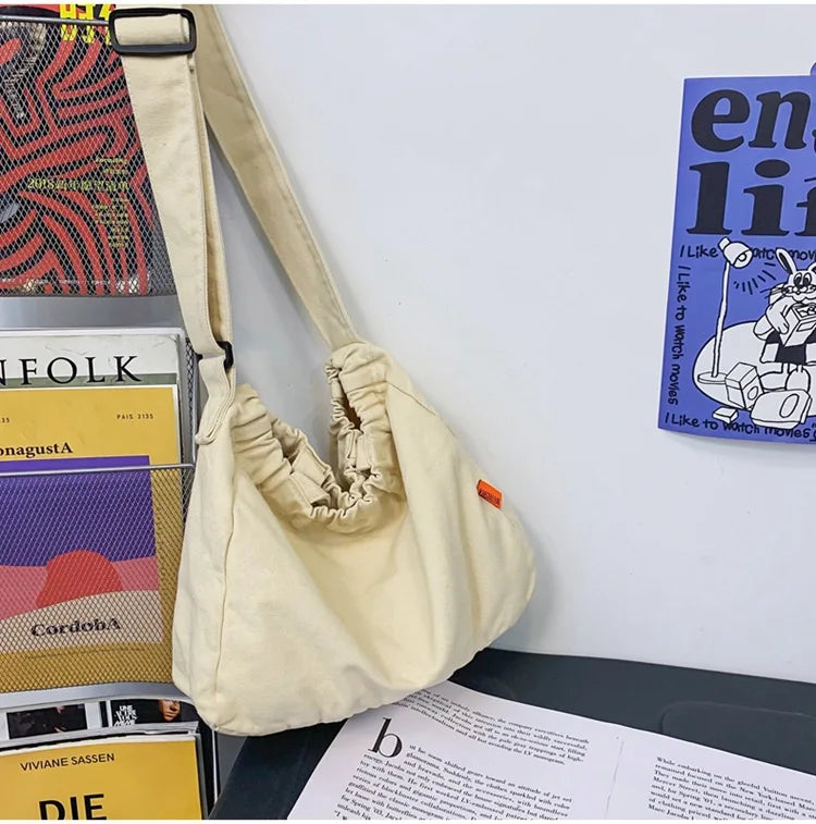 Y2K Teen Canvas Hobo Shoulder Bag Medium Size Pouch