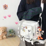 Teen Girls Canvas Shoulder Bags Harajuku Retro Men Messenger Bag Large Capacity