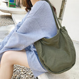 Teen Medium Canvas Hobo Bag Y2K Korea Ins Minimalist Fabric Underarm Pouch