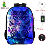 Child Wolf Nylon 3D Backpack Waterproof Student Girls Boys Schoolbag