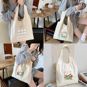 Teeth Series Print Vest Bag Reusable Canvas Shopping Bags