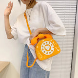 Telephone Shape Shoulder Crossbody Bag PU Leather Tote Messenger Bolsa