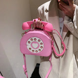 Pink Telephone Shape Shoulder Bag Patent Leather Tote