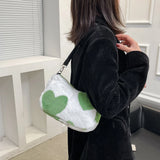 Plush Love Heart Underarm Bag for Women