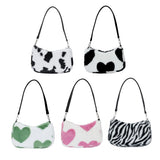 Plush Love Heart Underarm Bag for Women