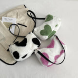 Plush Love Heart Underarm Bag for Women