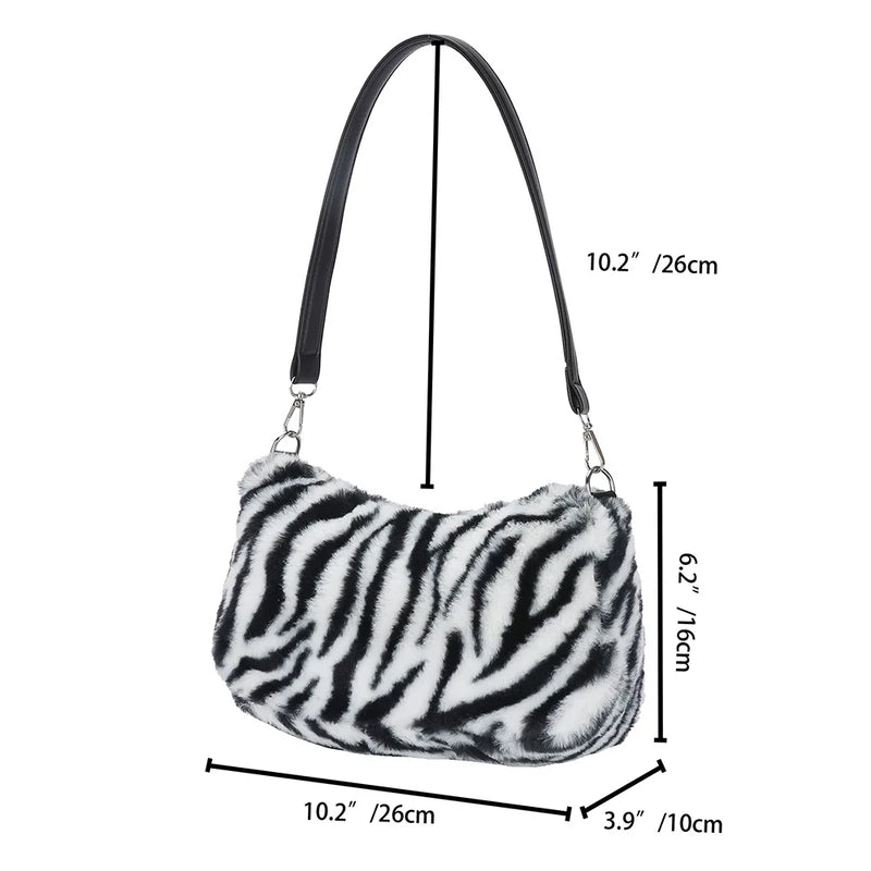 Plush Love Heart Underarm Bag for Women