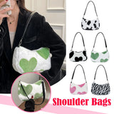 Plush Love Heart Underarm Bag for Women