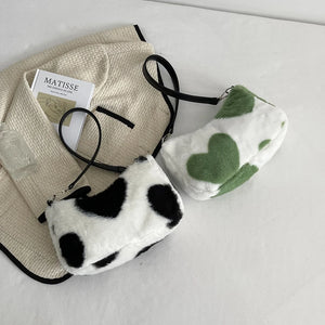 Plush Love Heart Underarm Bag for Women