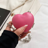 Heart Shape Mini Shoulder Bag PU Leather Women's Gift Chain Crossbody Bag