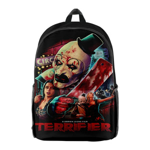 Terrifier Clown Backpack School Bag Funny Cartoon Daypack Zipper Traval Bag