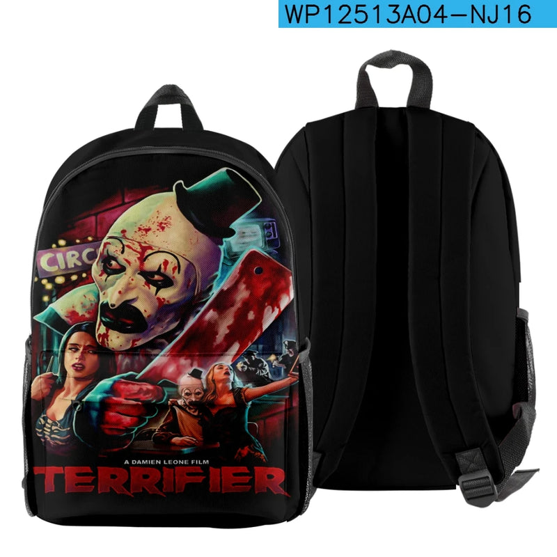 Terrifier Clown Backpack School Bag Funny Cartoon Daypack Zipper Traval Bag