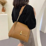 Texture Flip Shoulder Bag PU Clasp Chain Tote Bag