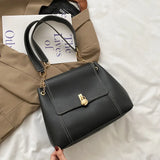 Texture Flip Shoulder Bag PU Clasp Chain Tote Bag