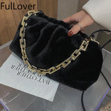 Texture Handbags Female Shoulder Bags Cloud Crossbody Bags Plush All-match