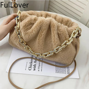 Texture Handbags Female Shoulder Bags Cloud Crossbody Bags Plush All-match
