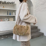Texture Handbags Female Shoulder Bags Cloud Crossbody Bags Plush All-match