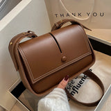 Vintage Square Handbag Women's PU Leather Crossbody Bag