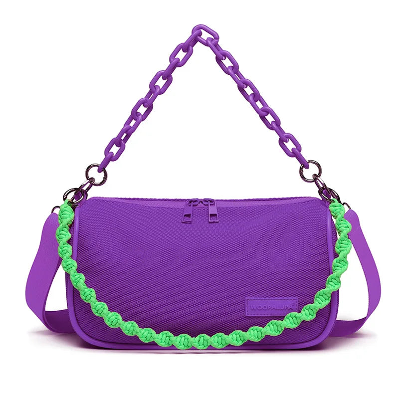 Fluorescent Mesh Crossbody Bag Chain Shoulder Bag
