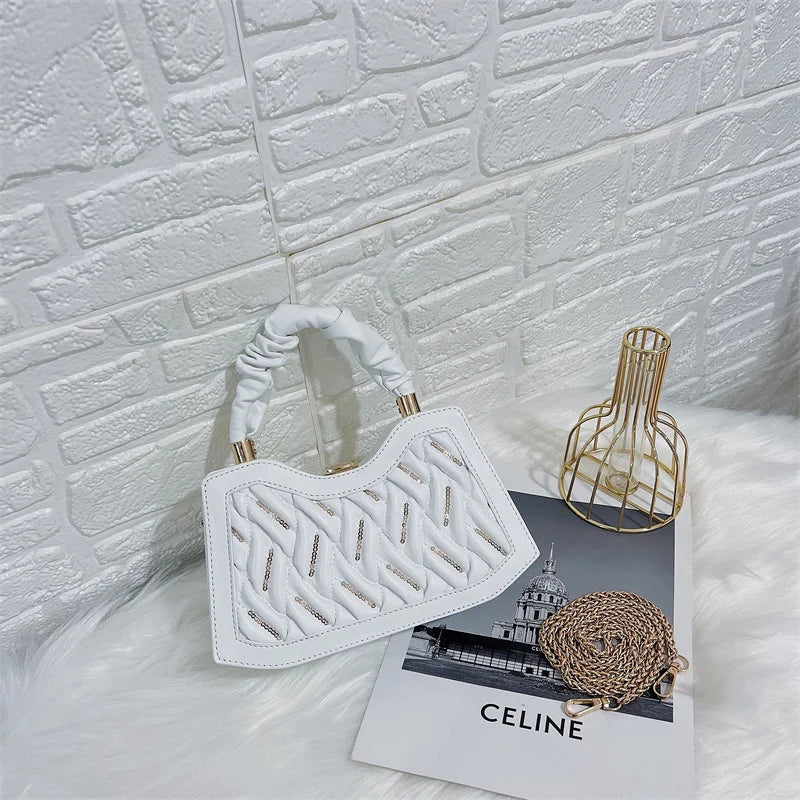 Beaded Chain Shoulder Bag Square Shape