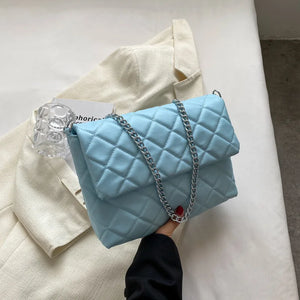 Textured Pu Leather Shoulder Bag Chain Crossbody Bags For Women