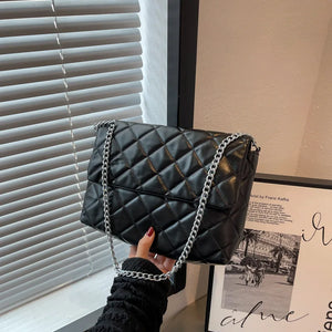 Textured Pu Leather Shoulder Bag Chain Crossbody Bags For Women