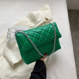 Textured Pu Leather Shoulder Bag Chain Crossbody Bags For Women