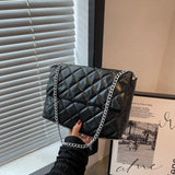 Textured Pu Leather Shoulder Bag Chain Crossbody Bags For Women