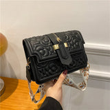 Textured Small Shoulder Bag Indentation Messenger Bag Solid Square Bag