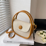 Textured Small Women's Bag Summer Straw Saddle Bag Shoulder