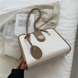 Textured Women's Shoulder Bag Large Capacity Vintage Ladies Commute Briefcases