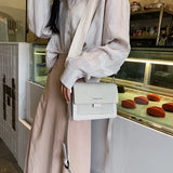 Retro Frosted Small Square Bag with Wide Shoulder Strap