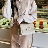 Retro Frosted Small Square Bag with Wide Shoulder Strap