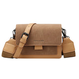 Retro Frosted Small Square Bag with Wide Shoulder Strap