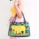 Thai Style Elephant Handbag Embroidered Canvas Shoulder Bag