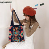Canvas Knitting Bag Girls Wool Shoulder Bag